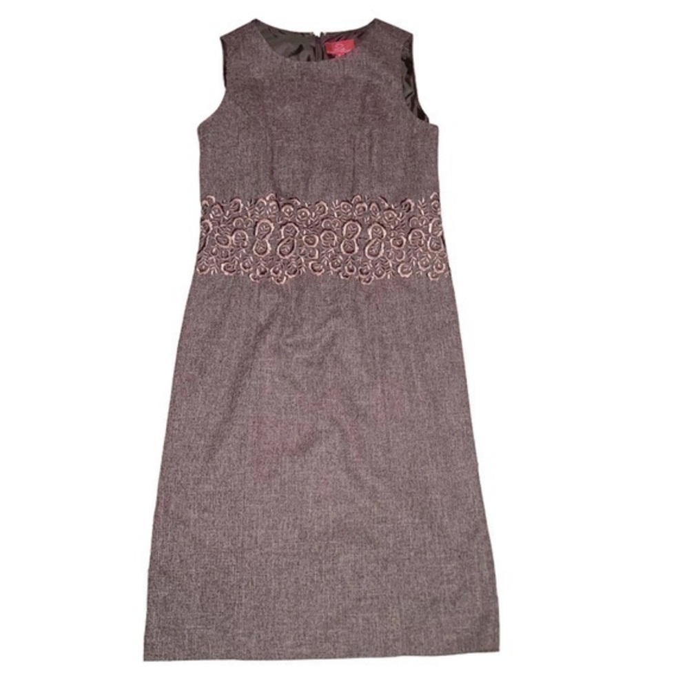 Oscar de la renta sleeveless brown embroidered dress
